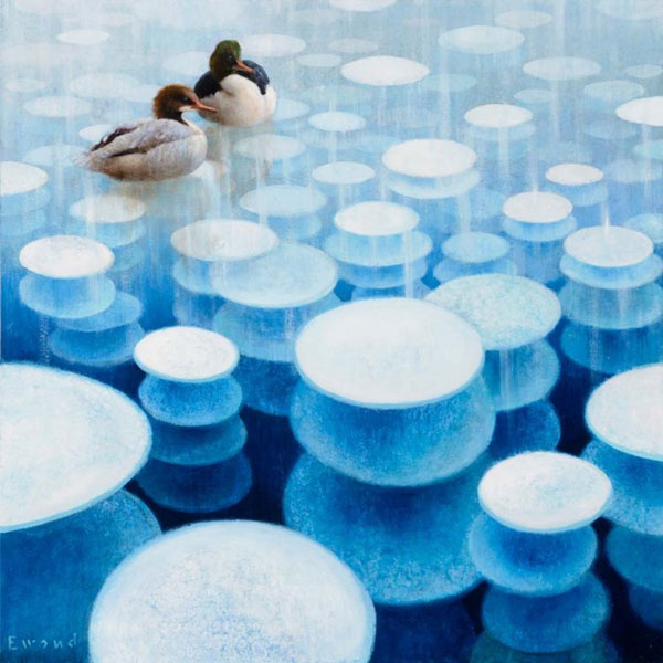 Ewoud-de-Groot-wildlife-art-artist-animals-birds-oil-painting-canvas-linen-Mergansers