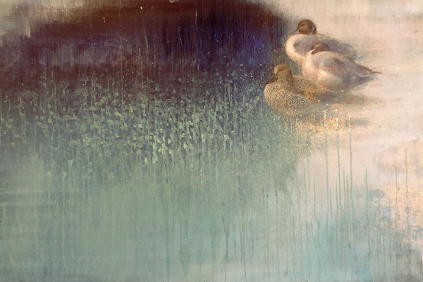 Ewoud-de-Groot-wildlife-art-artist-animals-birds-oil-painting-canvas-linen-resting-pintails