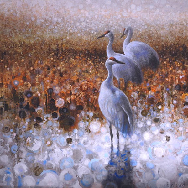 Ewoud-de-Groot-wildlife-art-artist-animals-birds-oil-painting-canvas-linen-three-sandhills